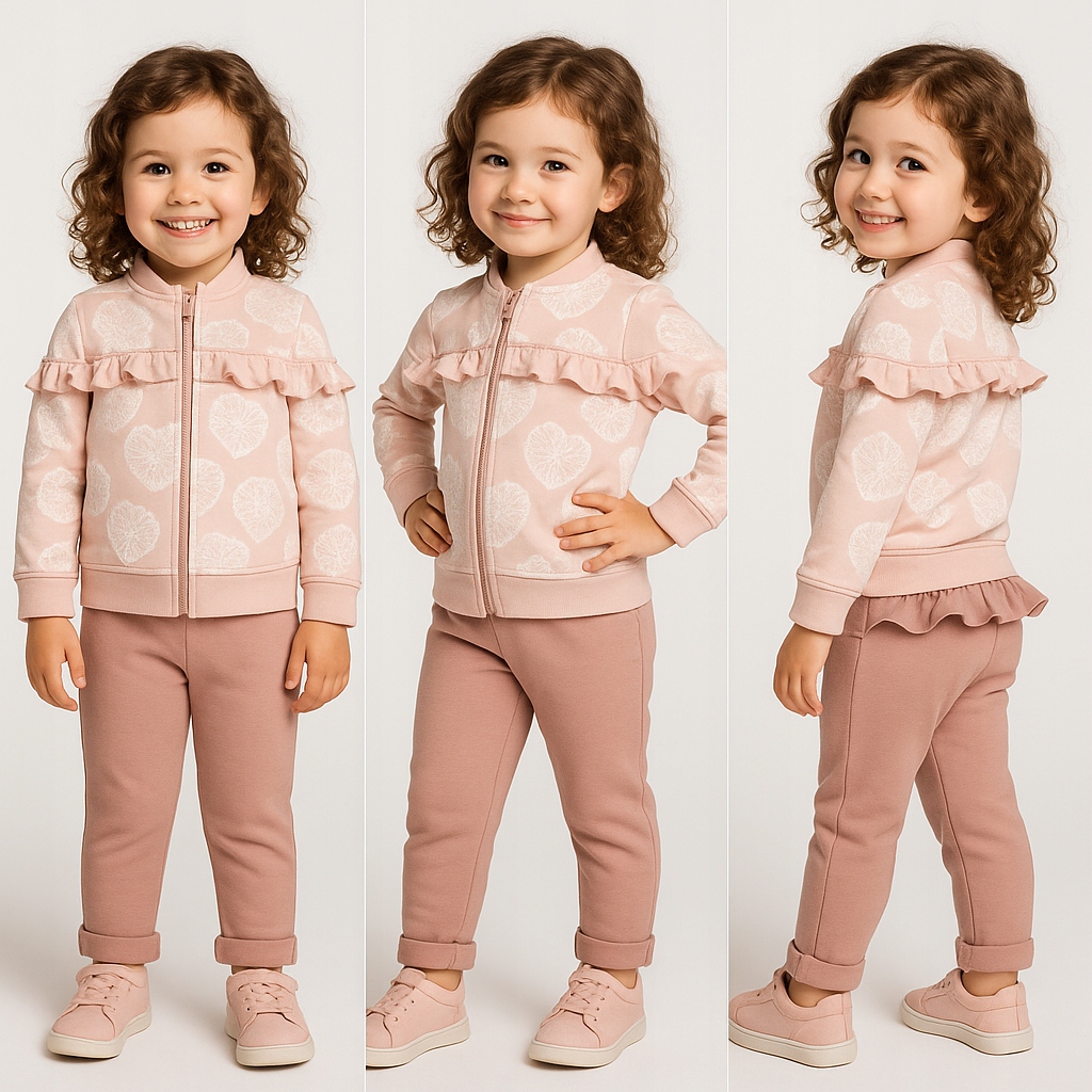 Komplet Różowy Dres dziewczęcy 92 Bluza Spodnie dla dziewczynki zestaw