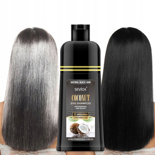 

Sevich Black Hair Dye Shampoo 500ml Coconut