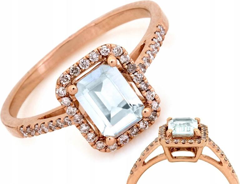 Zlatý prstýnek 585 s topazem a brilianty, přírodní kameny, 14 dárek