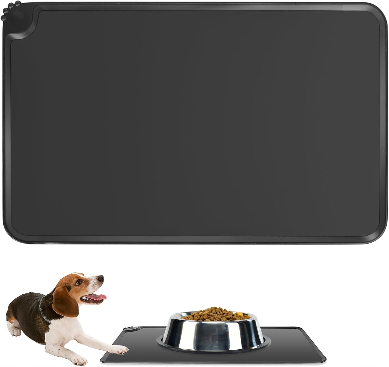 Levně Silikonová Podložka Pod Misku Pro Psy A Kočky, Pevná, Černá, Protiskluzová