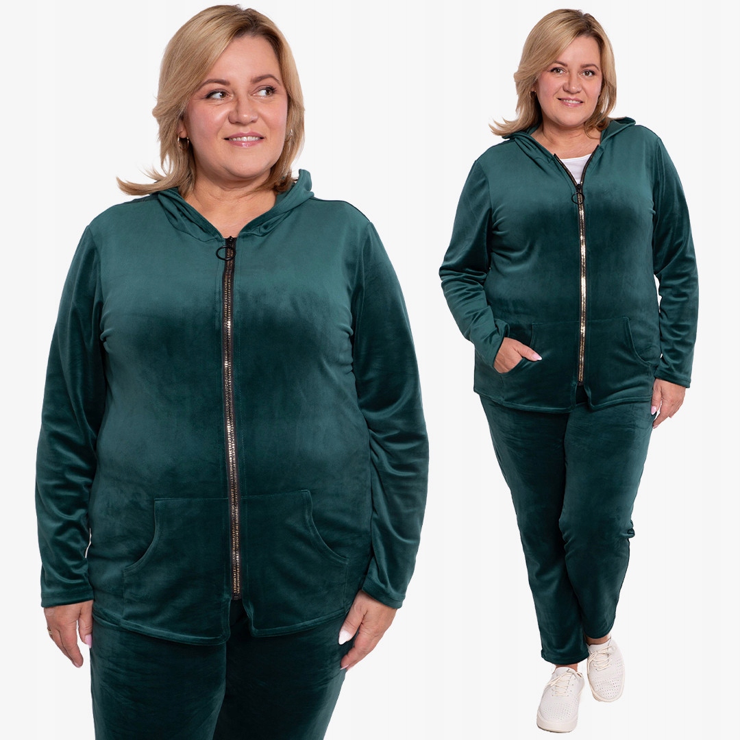 Welurowy ciemnozielony dres 50