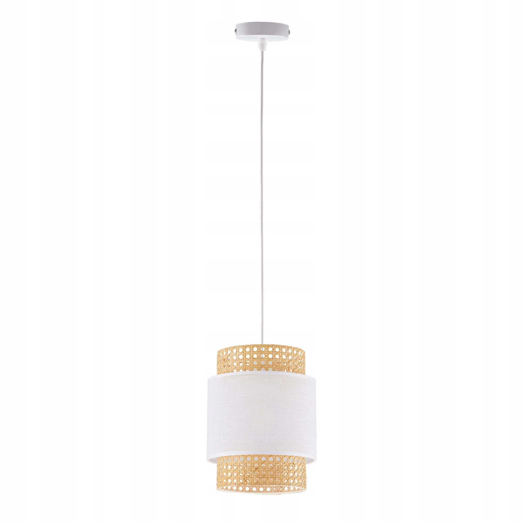 TK-Lighting Závěsná lampa Boho Bílá Rattan E27 15W Ø20 cm