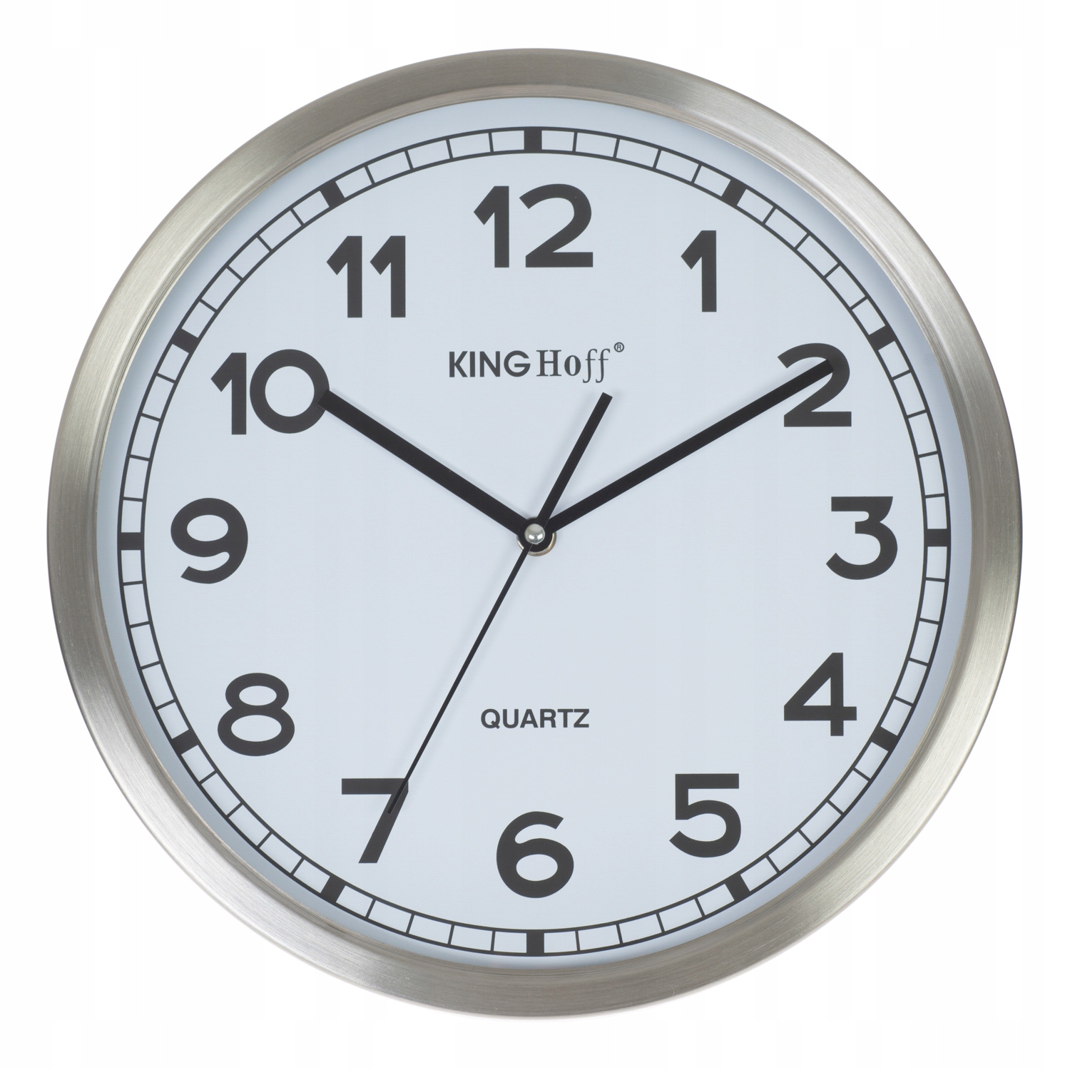 

Zegar Ścienny Okrągły Duży 34cm Metal Srebrny Mat