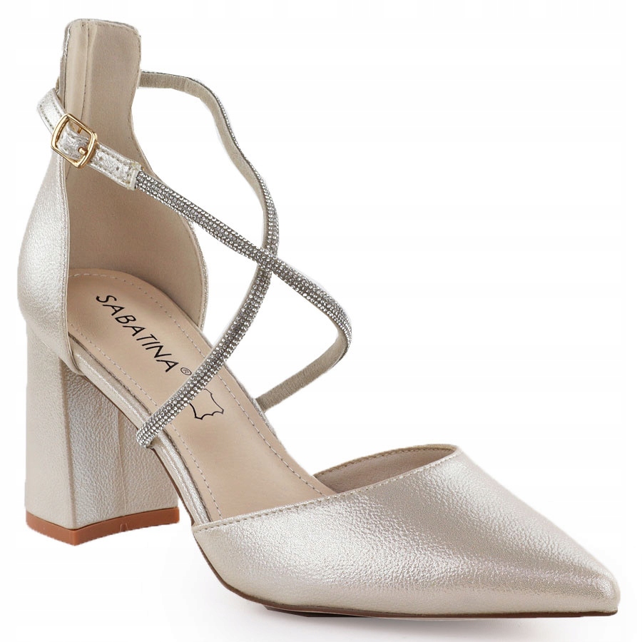 Dámské sandály na sloupkovém podpatku se zirkony zlaté Sabatina 750-1 velikost 39