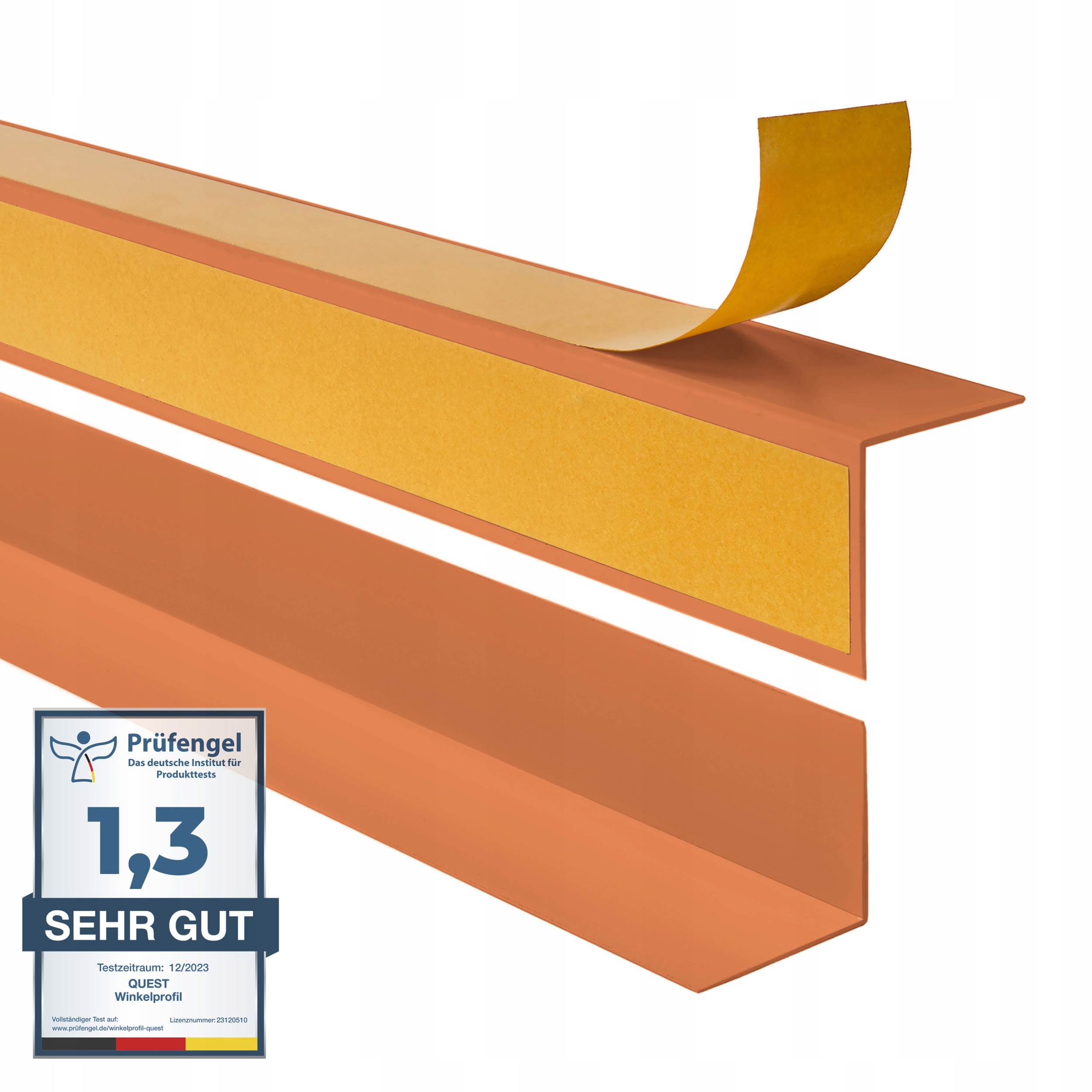 Pvc uholník tvrdý lepený na vonkajšej strane, tehlový, 15x15 mm, 150 cm