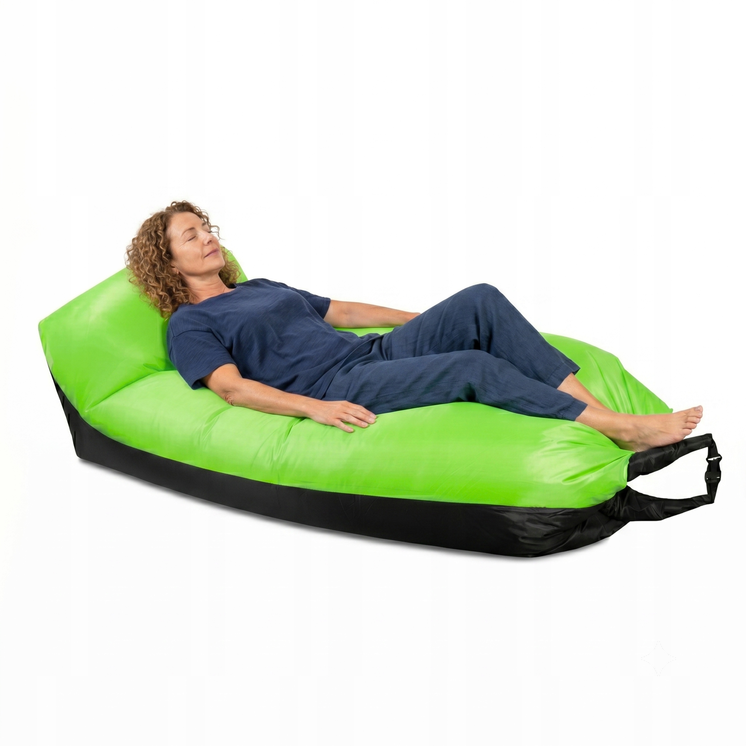 Lazy Bag kanapa dmuchana powietrzem 230x70cm materac Czarny/Zielony Aga