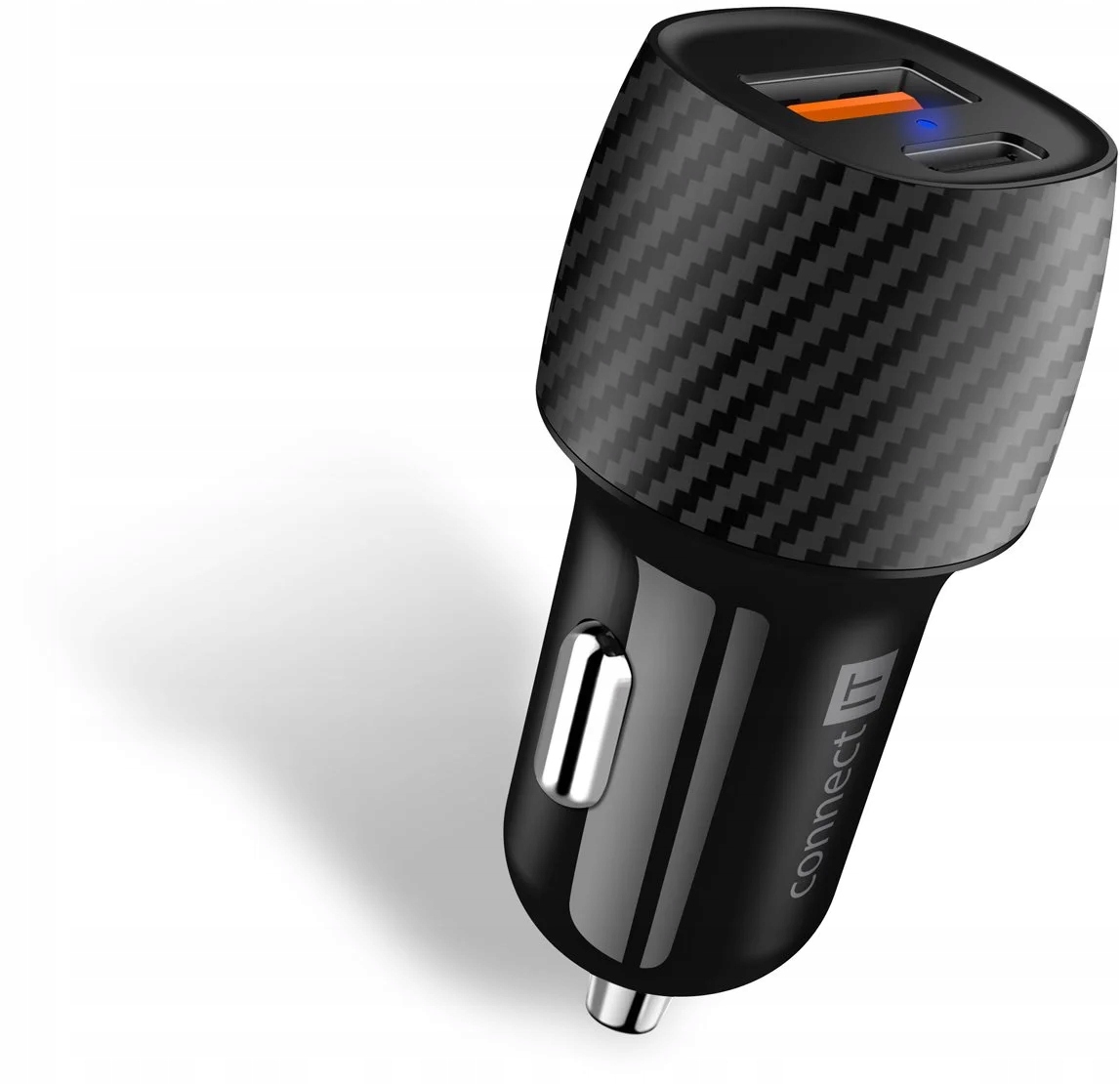 Connect IT InCarz PD + ładowarka samochodowa QUICK CHARGE 3.0, 1 × USB-A + 1 × USB-C, 3 A, CARBON CCC-3030-CA - rozpakowana