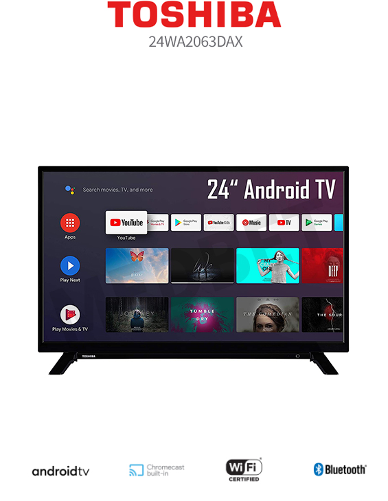 SMART TV 24'' TOSHIBA 24WA2063 WiFi BT USB DVB-T2 Kolor czarny