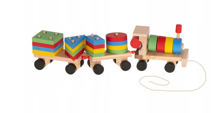 

Drewniany Pociąg Sorter Klocki Lokomotywa Wagony