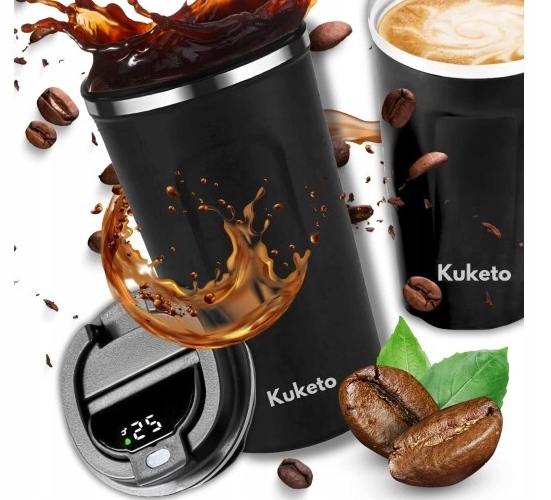 Kubek Termiczny Do Samochodu Samochodowy 380 ML Ekran LCD Na Kawę Termometr