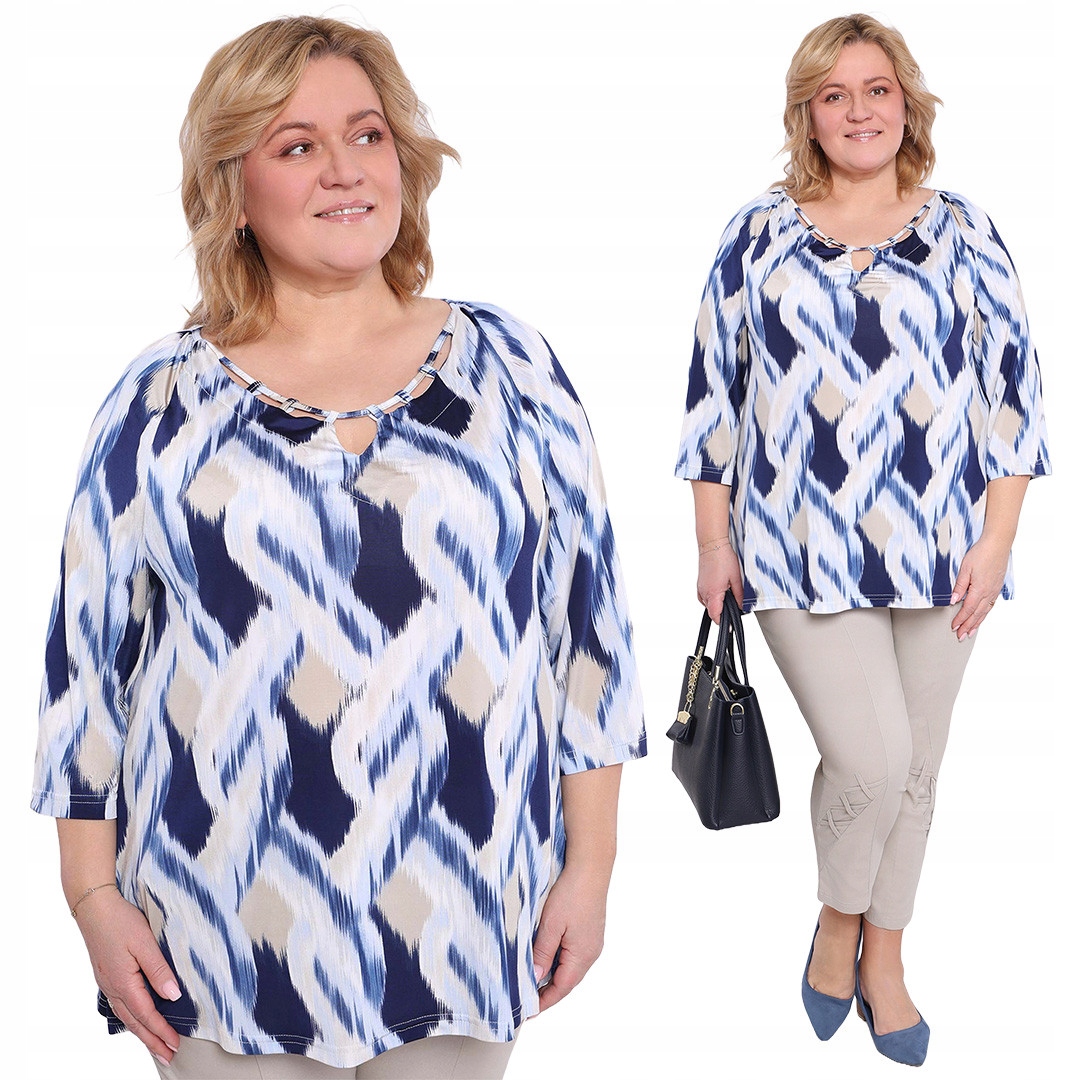 Tunika s modrobéžovými vzory 54/56