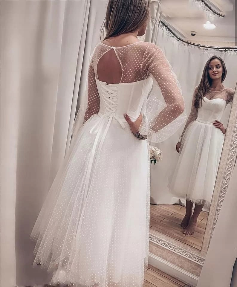 Suknia Ślubna Cywilny Poprawiny Rękaw długi rękaw