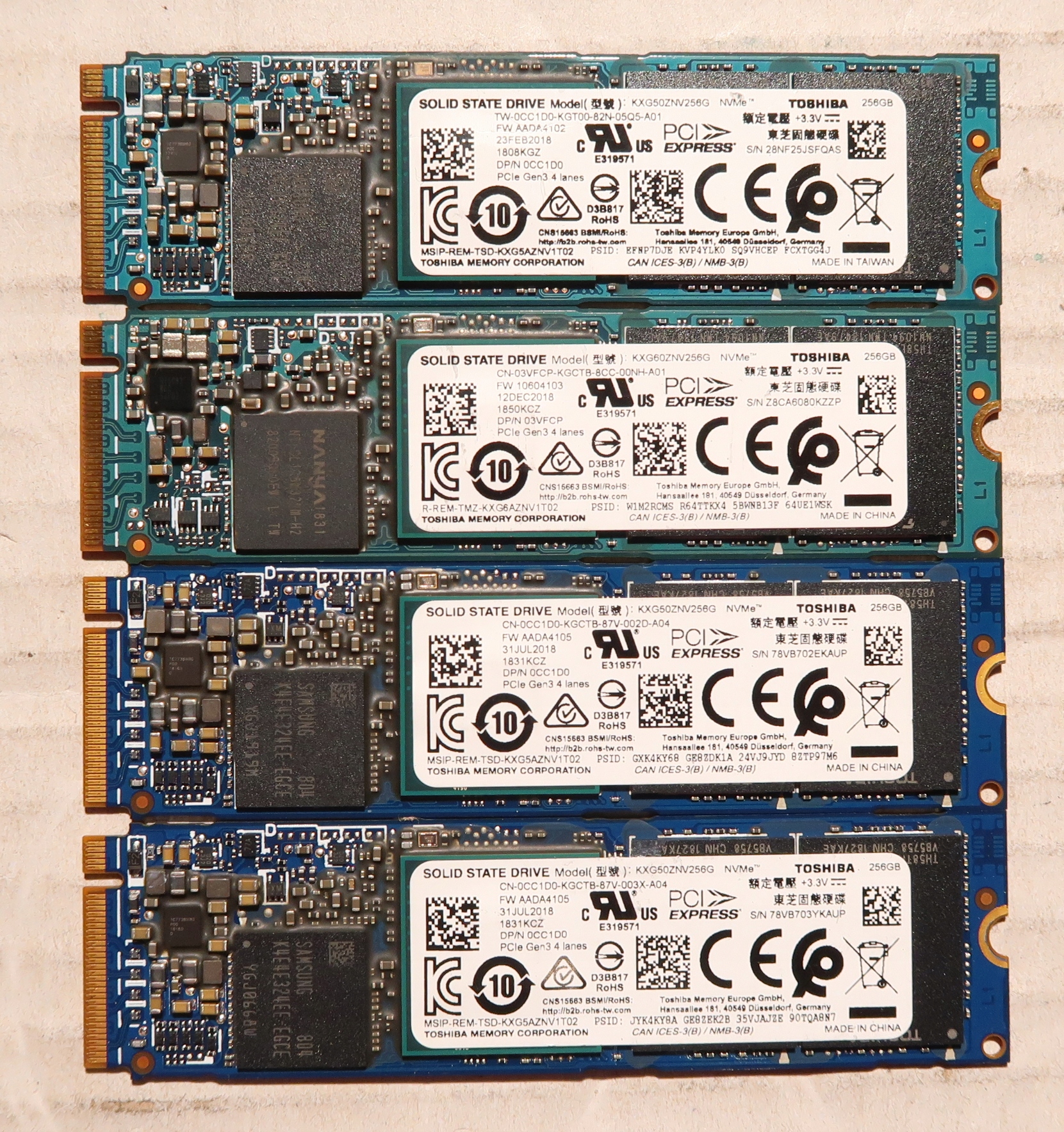 【SSD】M.2 NVMe 256GB ５枚セット TOSHIBA 動作可 Toshiba 256GB KXG5AZNV256G NVMe M.2 SSD | Components