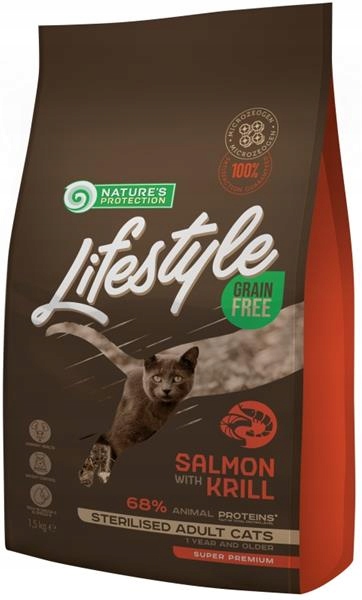 Levně Nature's Protection Cat Dry LifeStyle Gf Sterilised Salmon 1,5 kg