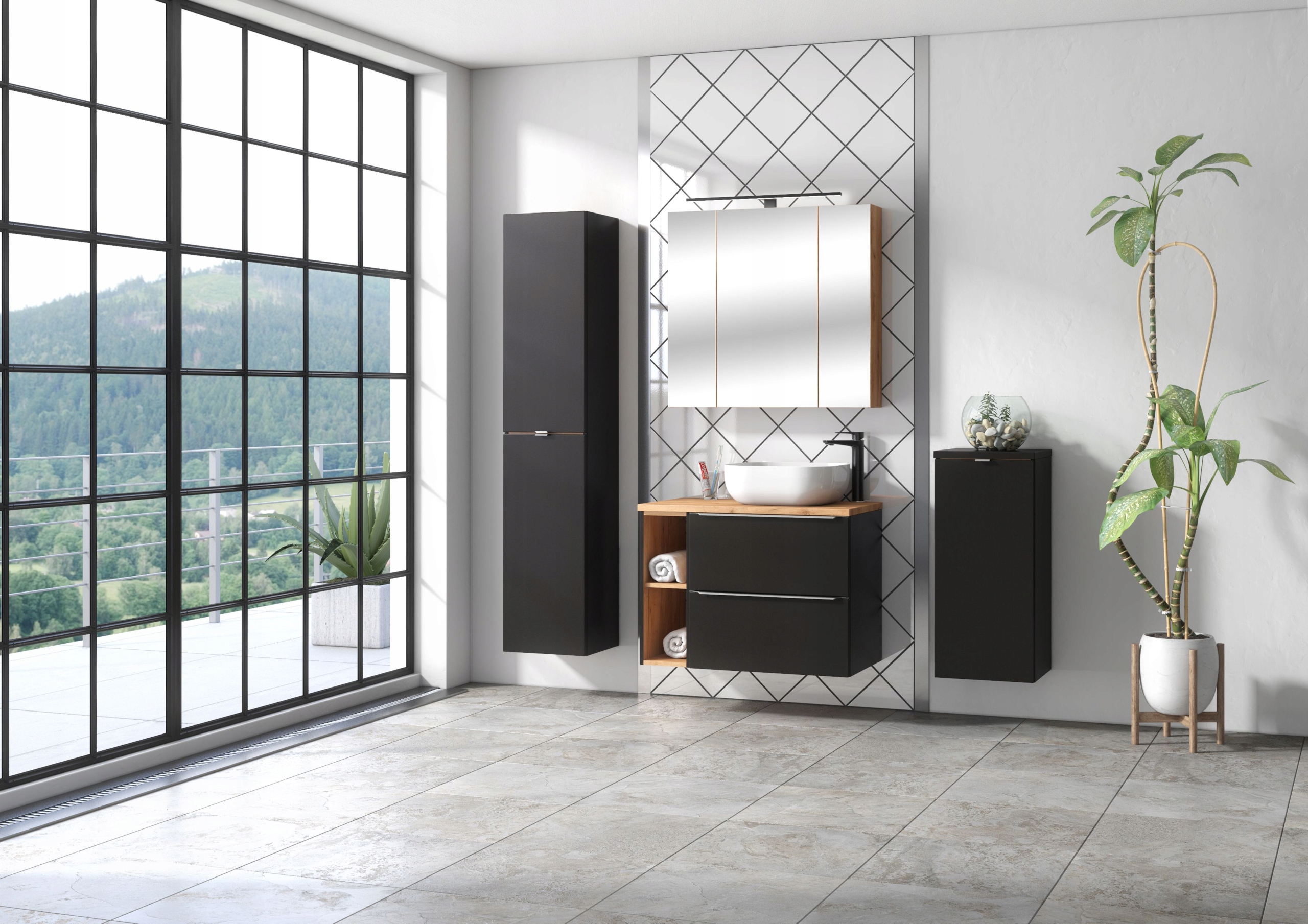 SZAFKA Z UMYWALKĄ I BLATEM 80 CM CAPRI COSMOS Materiał Płyta laminowana