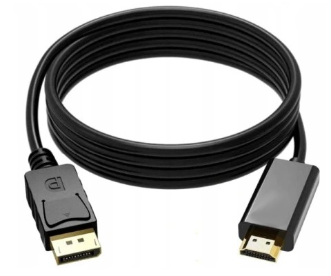 ADAPTER Z KABLEM DISPLAY PORT - HDMI HD39 CZARNY 1,8 METRA POZŁACANY