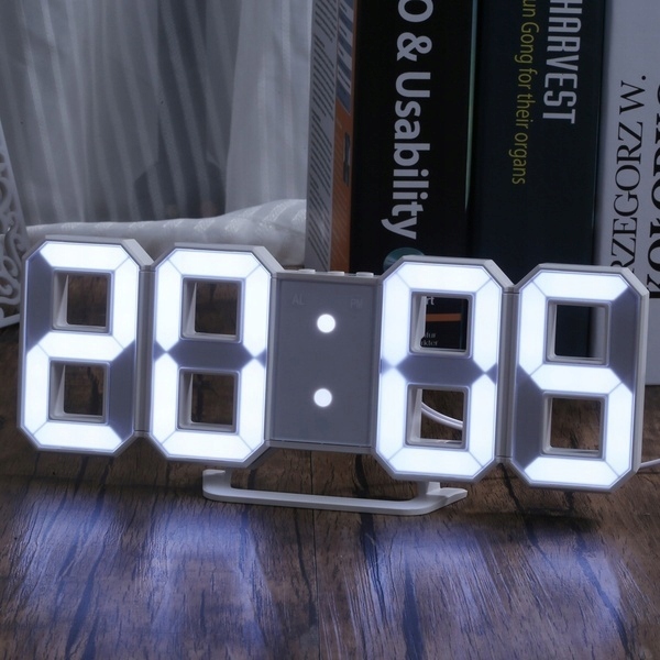3D LED Digital Clock wall deco Glowing Night Pojemność 1.2 ml