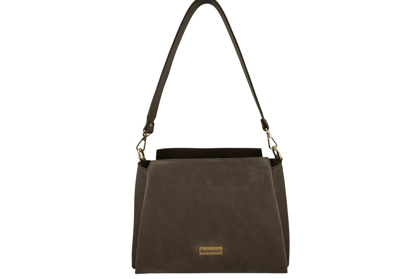 Městská kabelka z přírodního semiše a kůže béžová tmavá