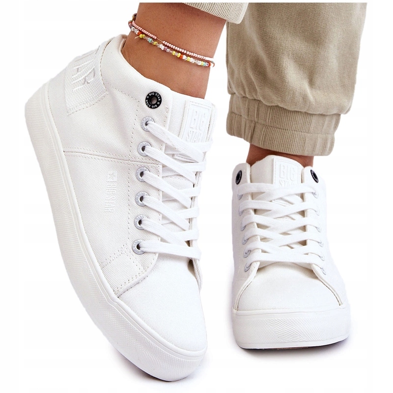 Damskie Wysokie Trampki Big Star LL274002 Białe 41