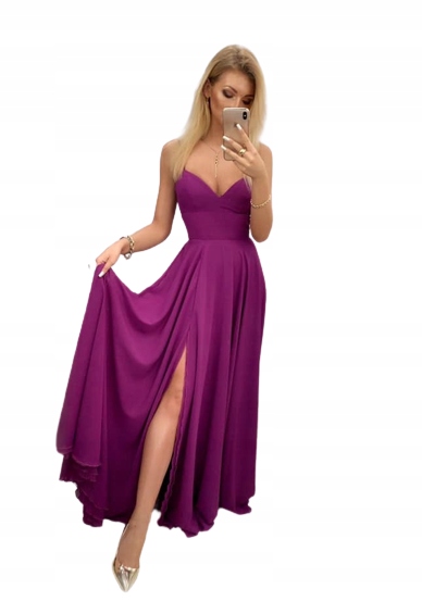 Burgundská fialová Dlouhá Šaty svatební hostina XL