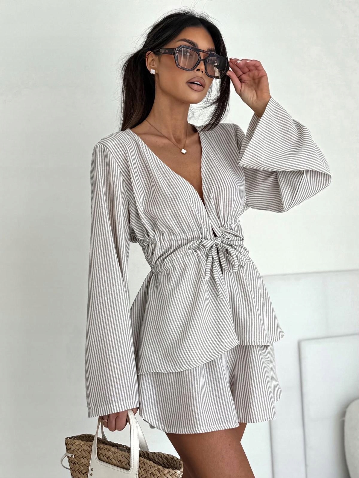 Komplet na léto LIL Glam Pruhy Halenka kraťasy velikost univerzální