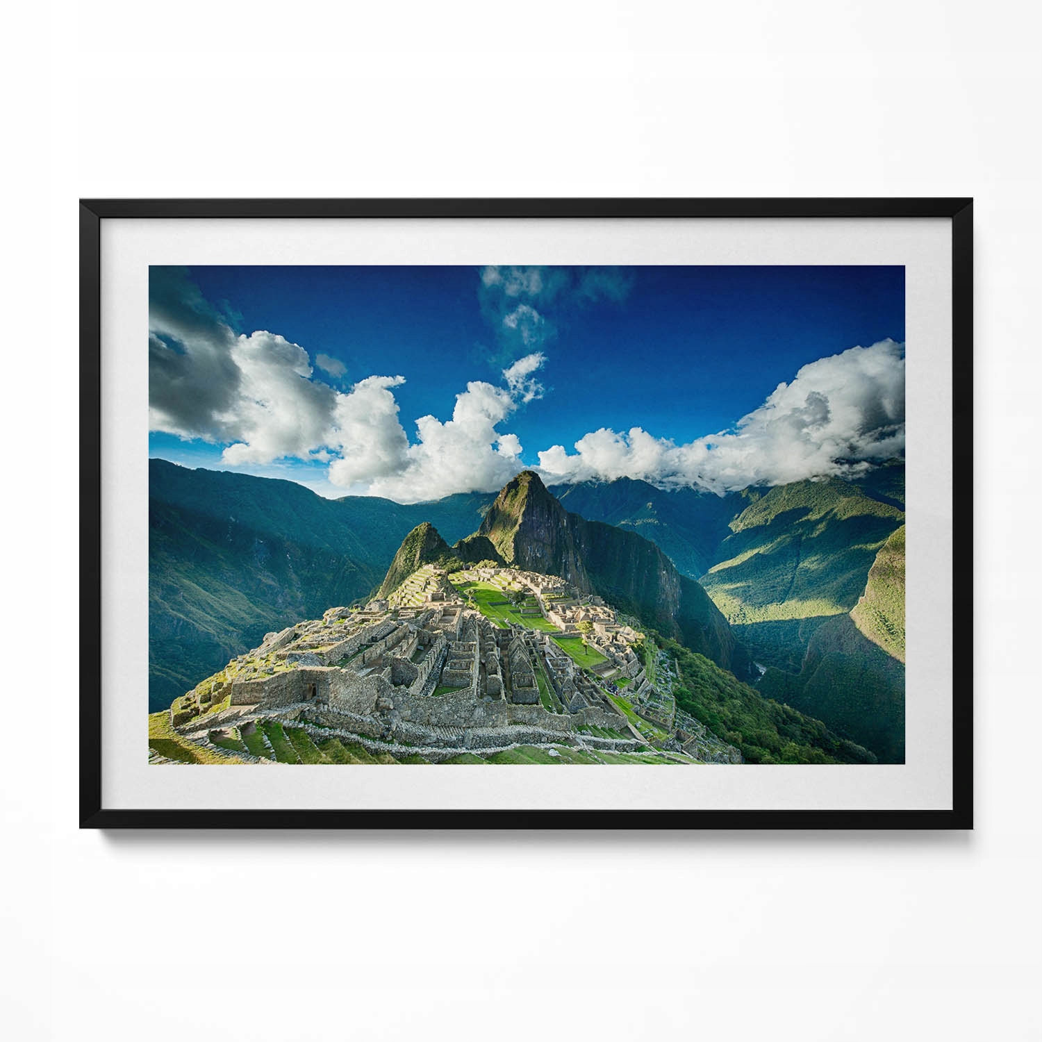 Obraz v černém rámu, dekorace na zeď Pohled na Machu Picchu 100 x 70 cm