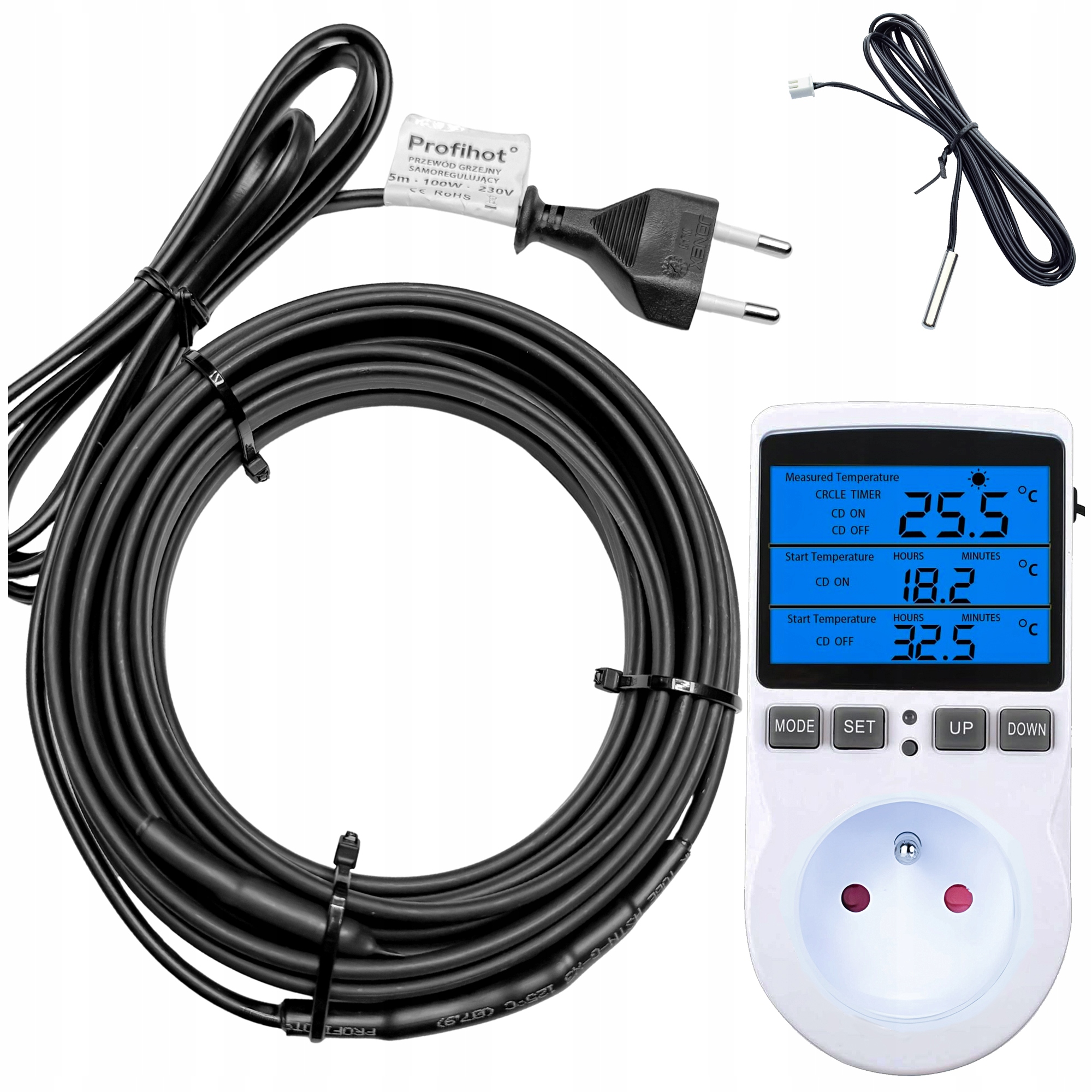 Vykurovací Kábel S Termostatom, samoregulačný vykurovací kábel 230V 120W 6M