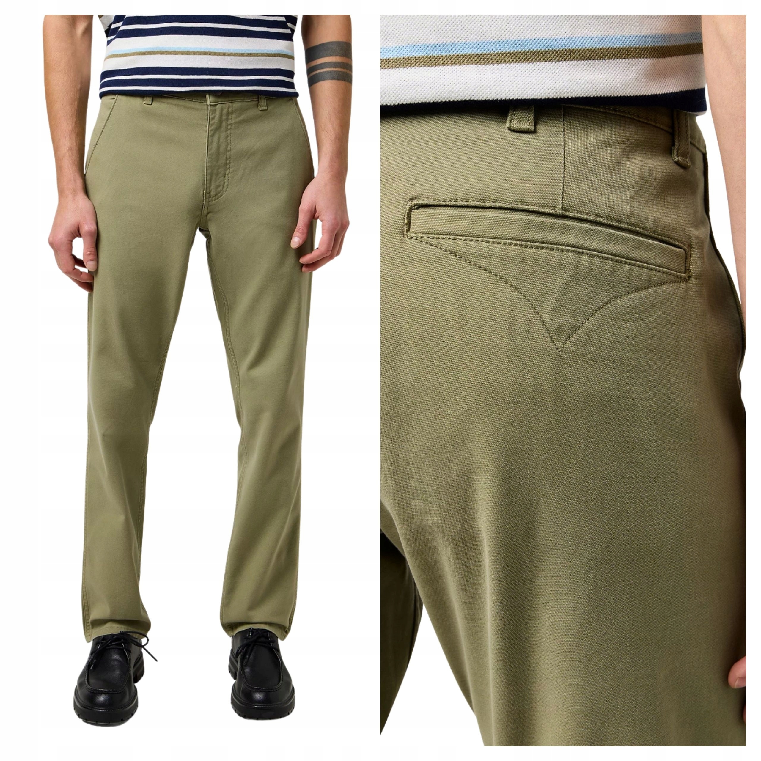Pánské kalhoty Wrangler Regular Chino Aloe Zelená Casual W36 L32