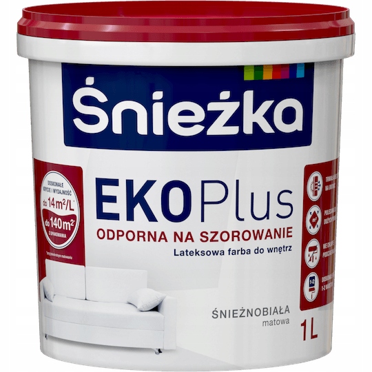 

Farba do ścian biała Eko Plus 1L Śnieżka