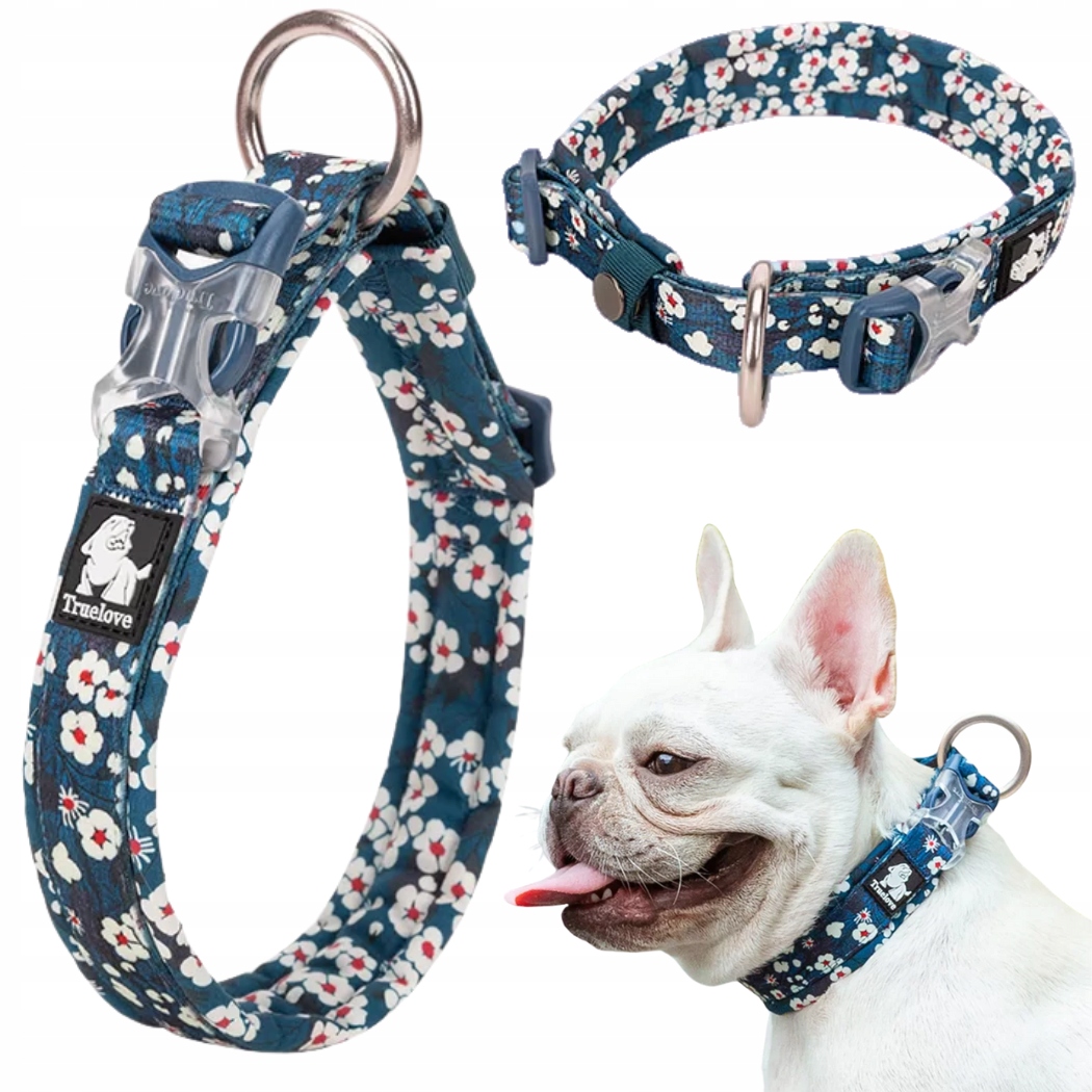 Levně Obojek Pro Psa Lehký, Pevný Truelove Blossom Granátově Bílý XL