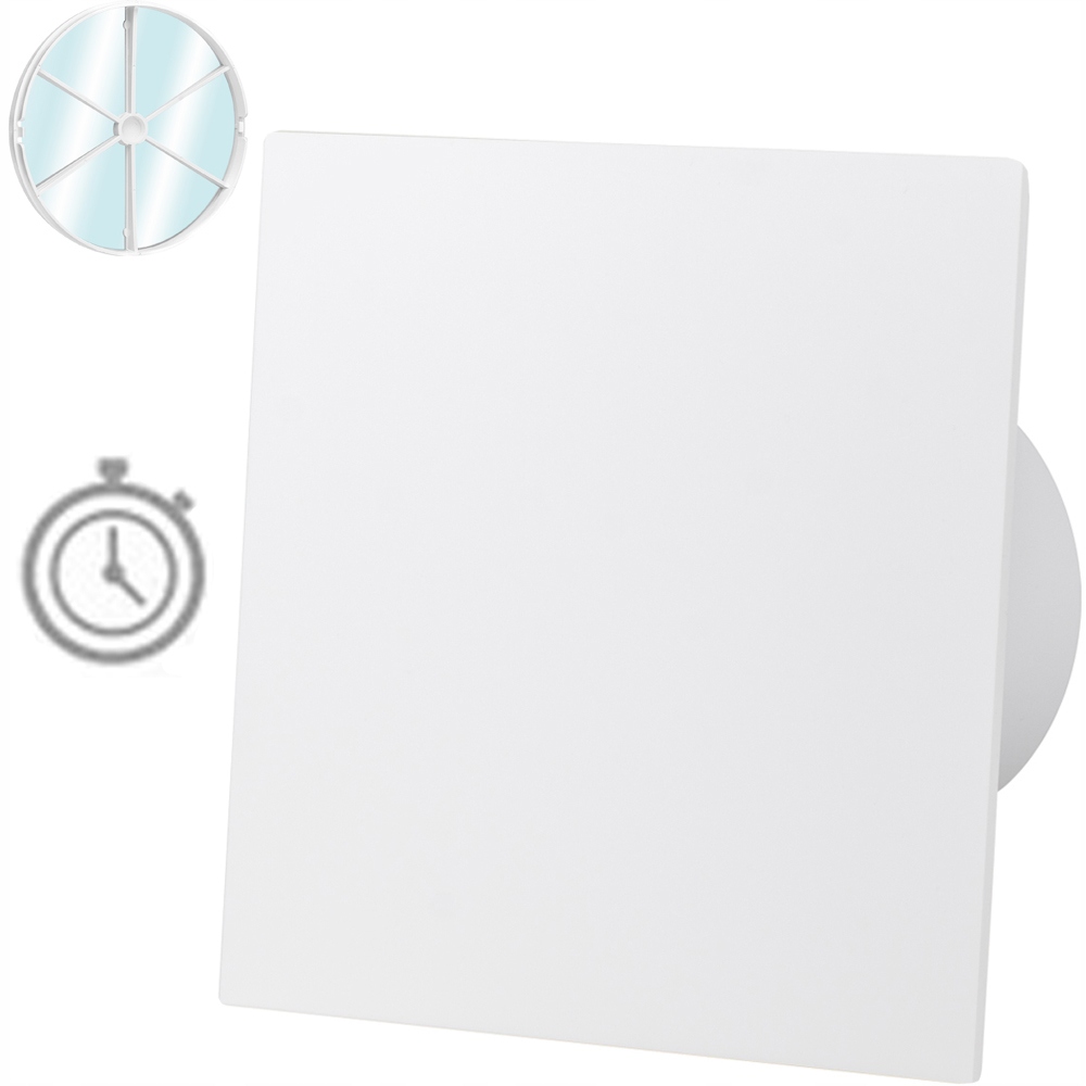 Ventilátor Abs Bílý Lesk Časový Spínač Časovač Zpětný Ventil Fi 100