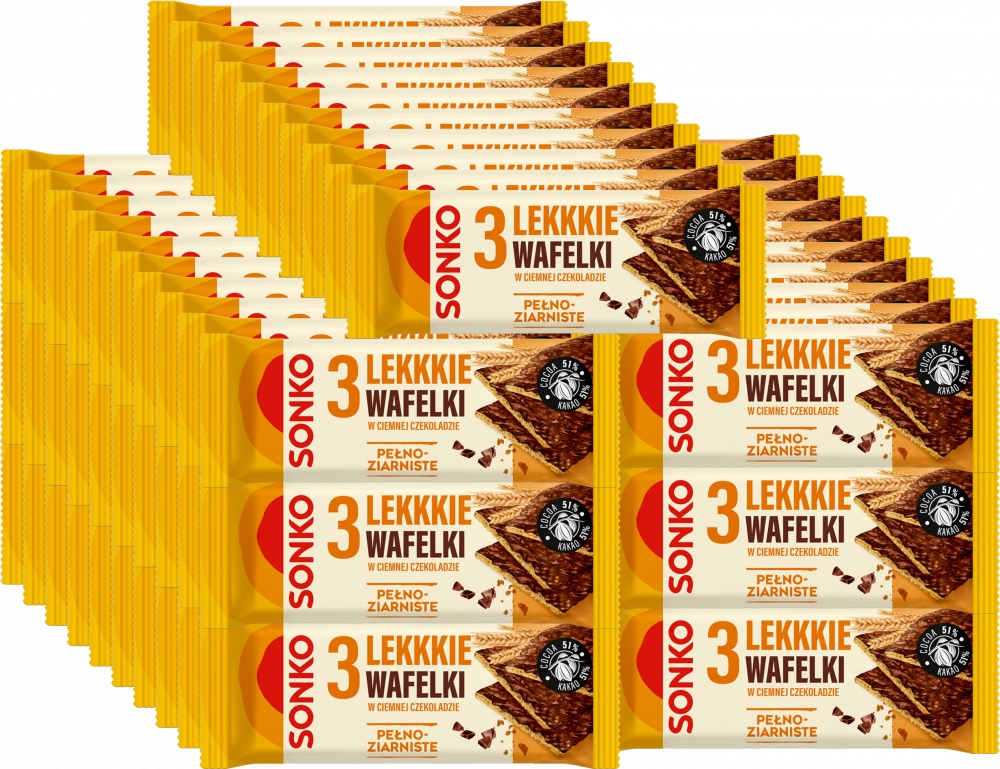 Sonko Lekkie Wafelki Pełnoziarniste Czekolada 36g x77