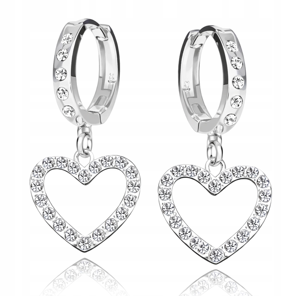 Srdce srdíčko se zirkony Stříbrné náušnice pouta stříbro 925