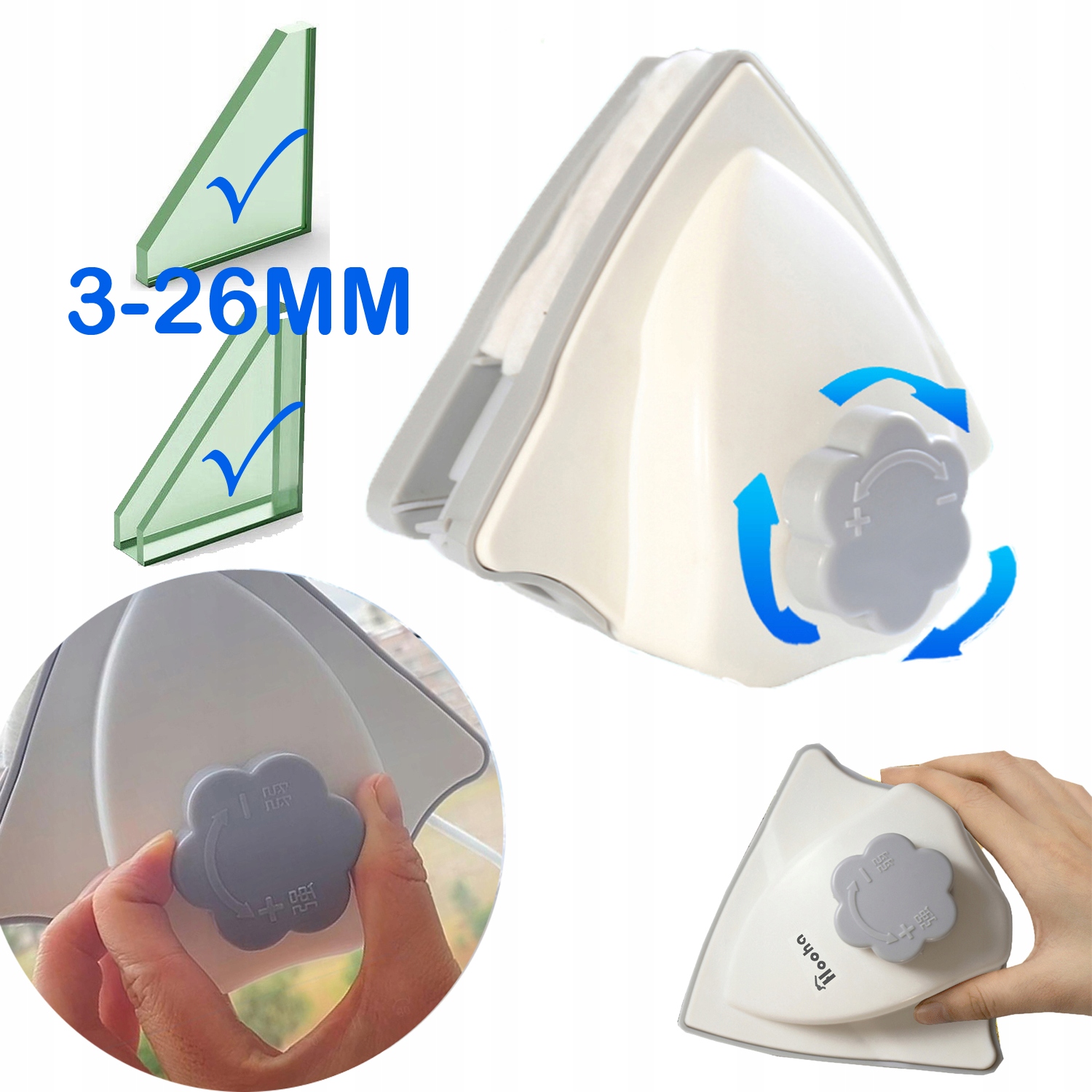 Levně Oboustranná Magnetická Myjka Na Okna S Nastavením 3-26MM Pro Čištění