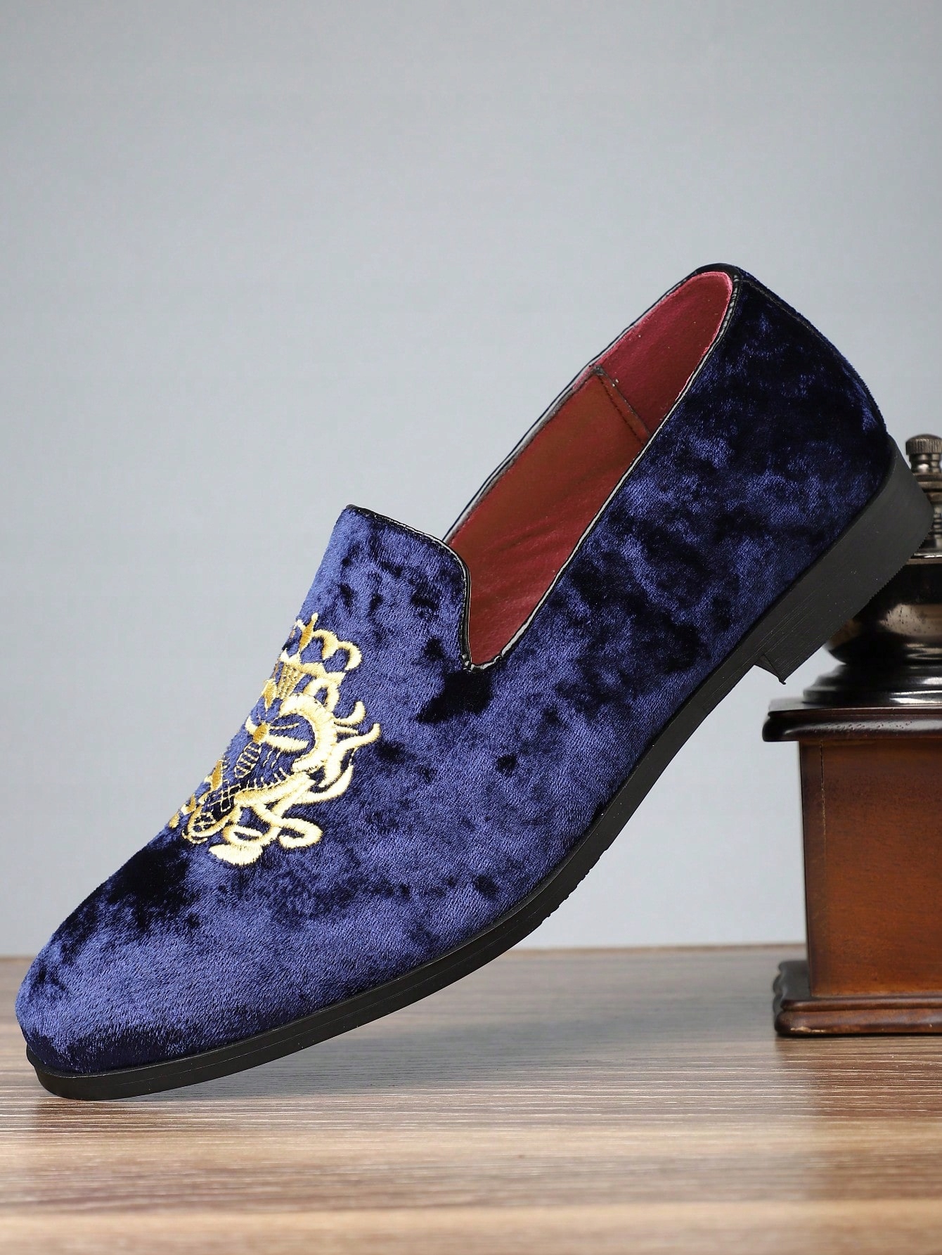 Velurové Loafersy Sametové Elegantní Vyšívané Granátové Shein 45