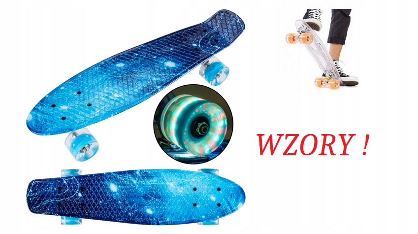 FISZKA DESKOROLKA DESKA FISHBOARD ŚWIECĄCE KOŁA 56