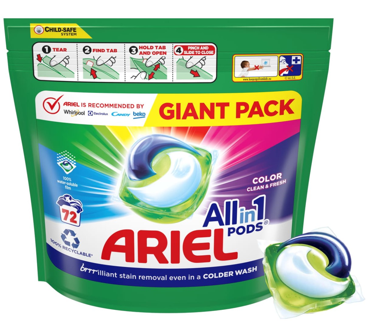 Levně Ariel Kapsle Na Praní All-in-1 Pods Barva 72 ks Ariel
