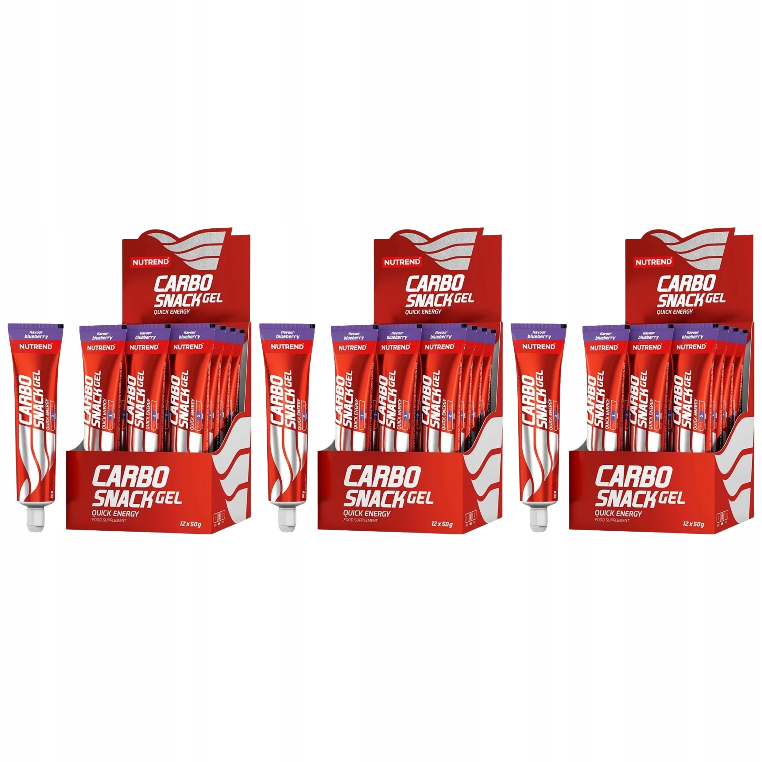 3x Energetický Gel Nutrend Carbosnack 12x50g Jablko Beta-Alanin Trénink