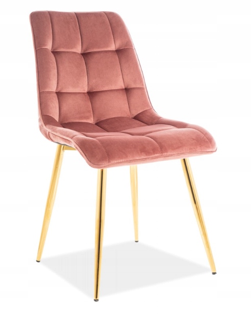 Čalúnená stolička Chic Velvet ružová/zlatá Sig