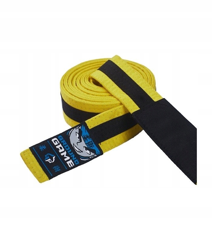 Pas do Bjj dla dzieci (Żółty z czarną belką) K2 205cm Ground Game