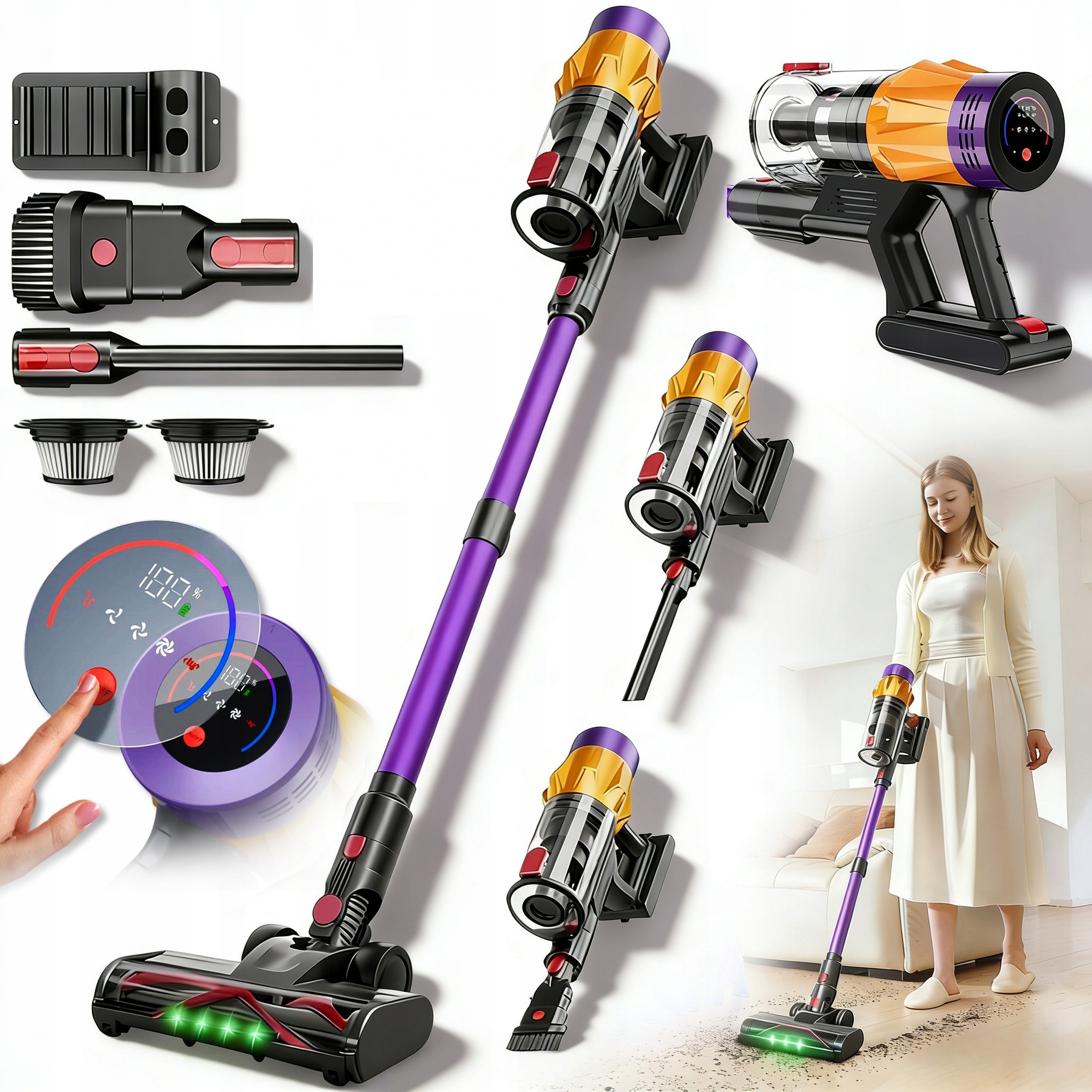 Odkurzacz pionowy ręczny bezprzewodowy Blossom V18 45KPA 550W