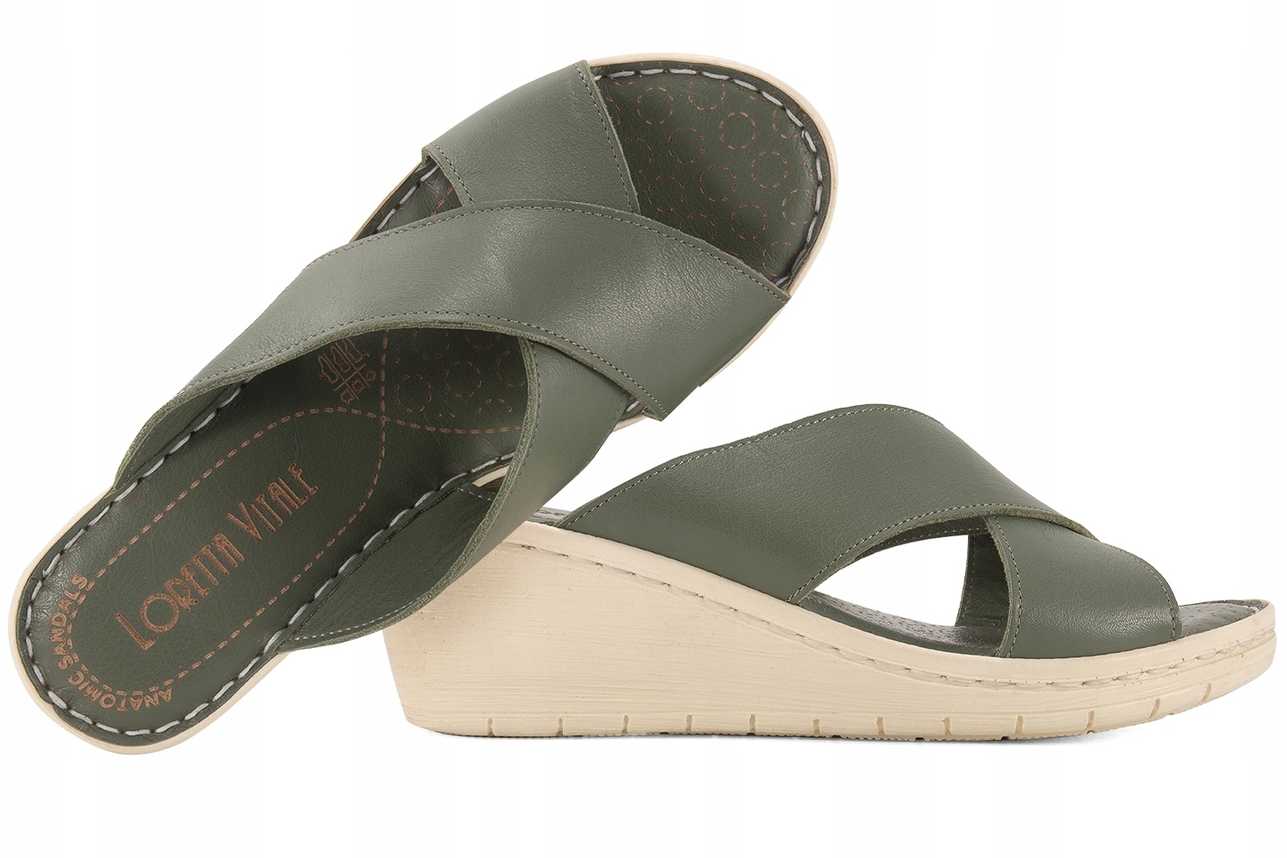 Loretta Vitale 756 Nazouváky Koturn Pu Kůže Olivová