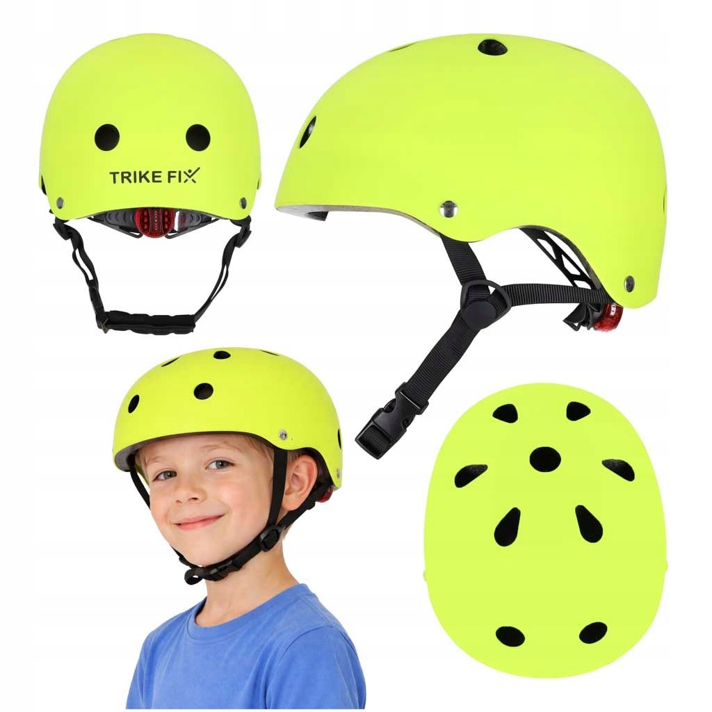 Kask rowerowy dla dziecka Trike Fix dziecięcy regulowany Led S 48-54cm ziel