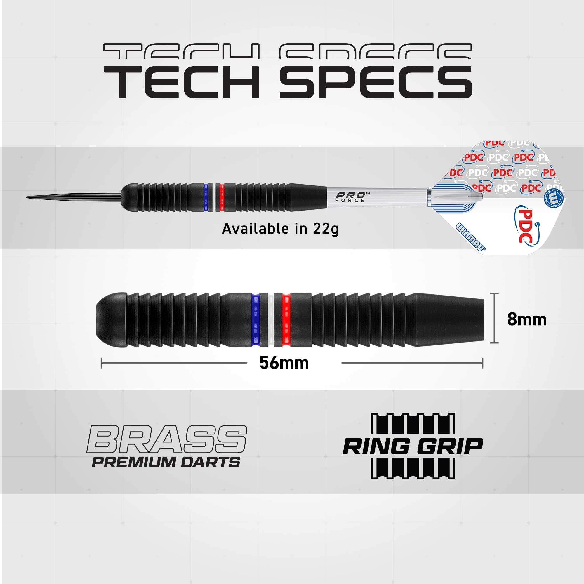 WINMAU Zestaw Darts PDC Ultimate 22g Profesjonalne Rzutki Mosiężne Metalowe — miniatura 4