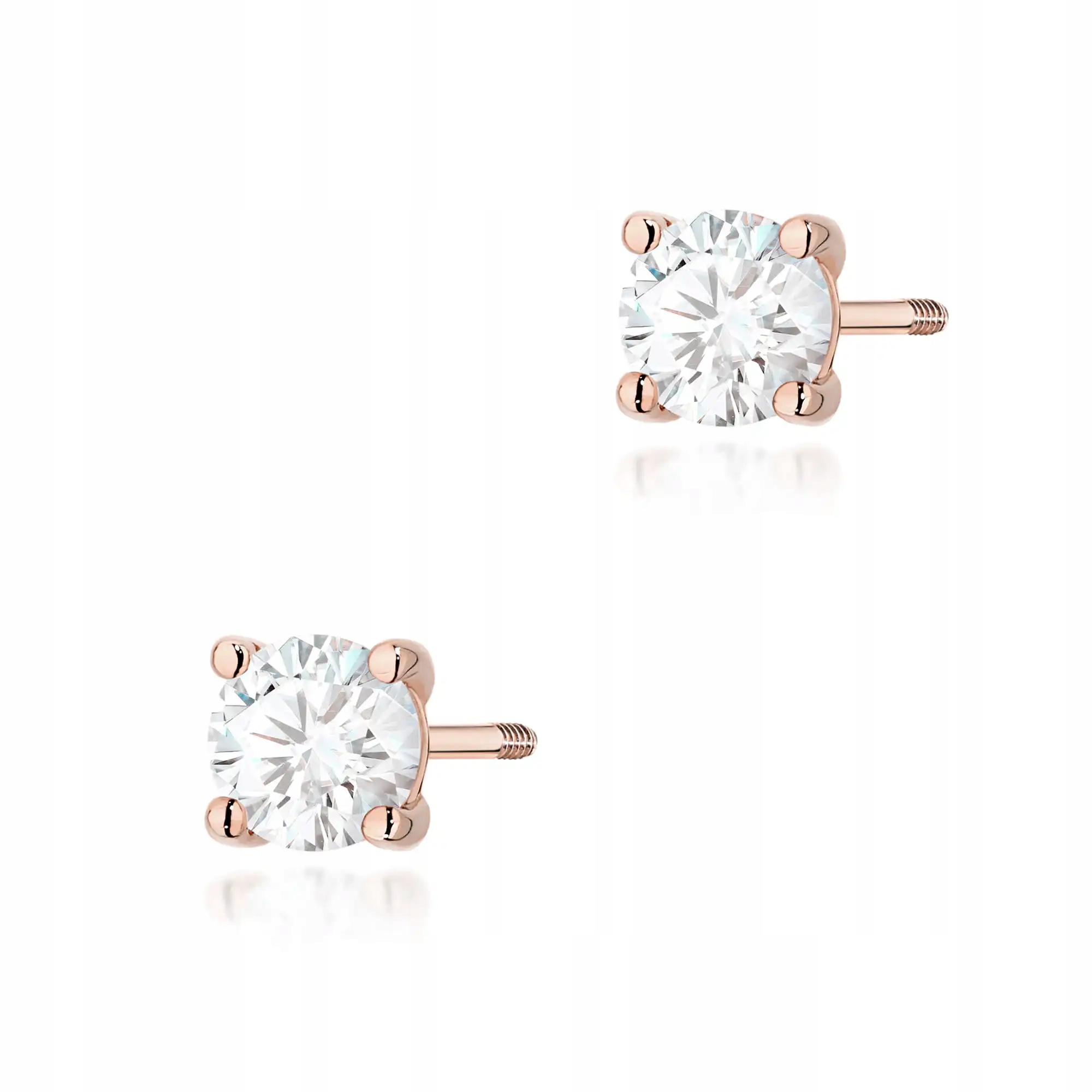 Zlaté náušnice 585 s diamantem 0.50 ct růžové zlato stylové značkové