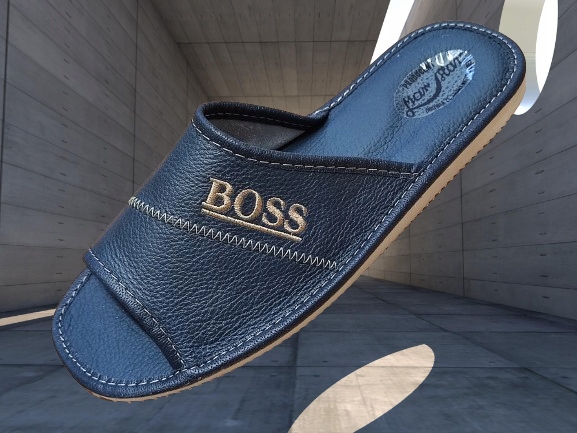 MĘSKIE KAPCIE ZE SKÓRY NATURALNEJ GRANATOWE MARHAR Rozmiar 44