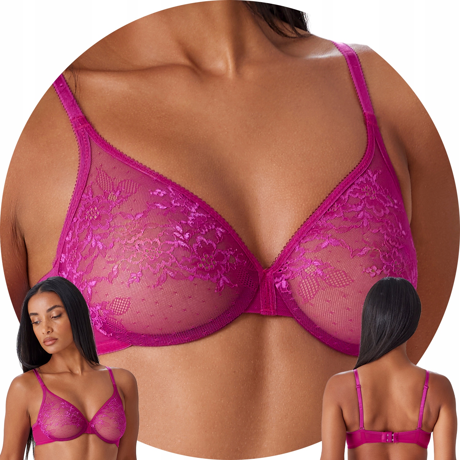 Gossard 13001 vivid fuchsiová krajka fuchsiová měkká podprsenka 70B Soft