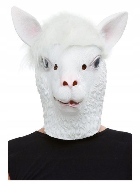 Latexová Maska Lama Lamy Bílá Zvíře Zoo