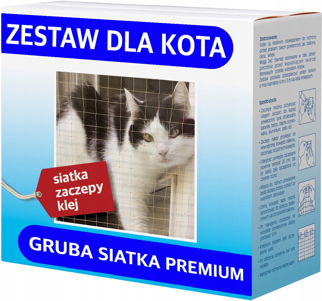 Levně Gruba 1.5MM Sada Pro Kočky Na Začátek 2X3M, Oko 40mm, Bez Vrtání