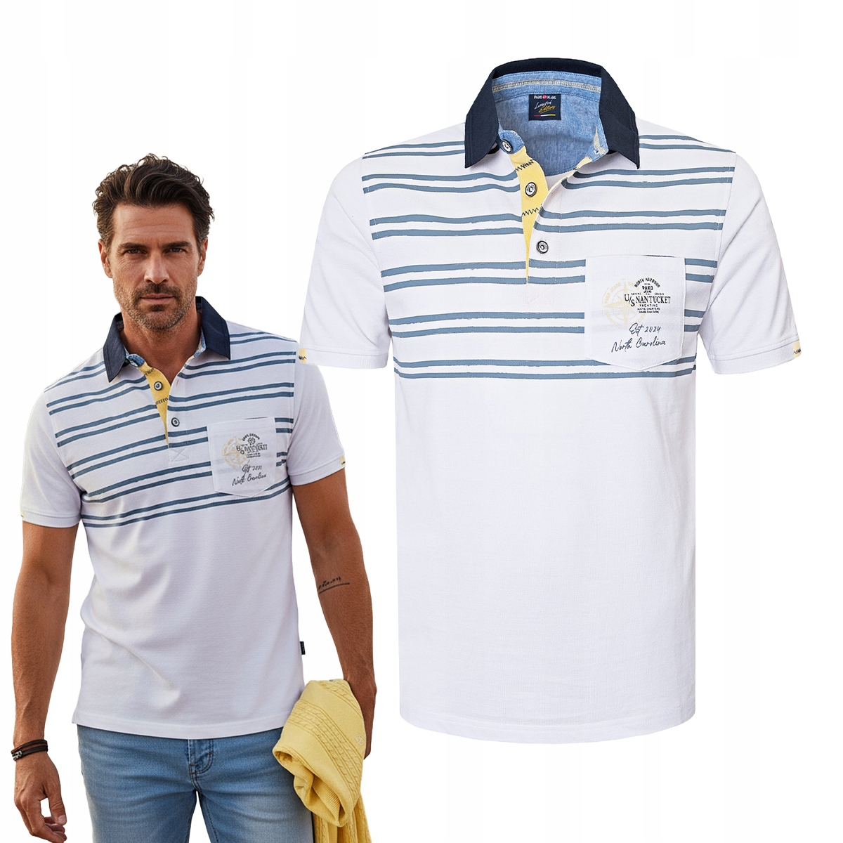 polokošile Pánské Bílé Bavlněné Lead Elegantní L Pako Jeans